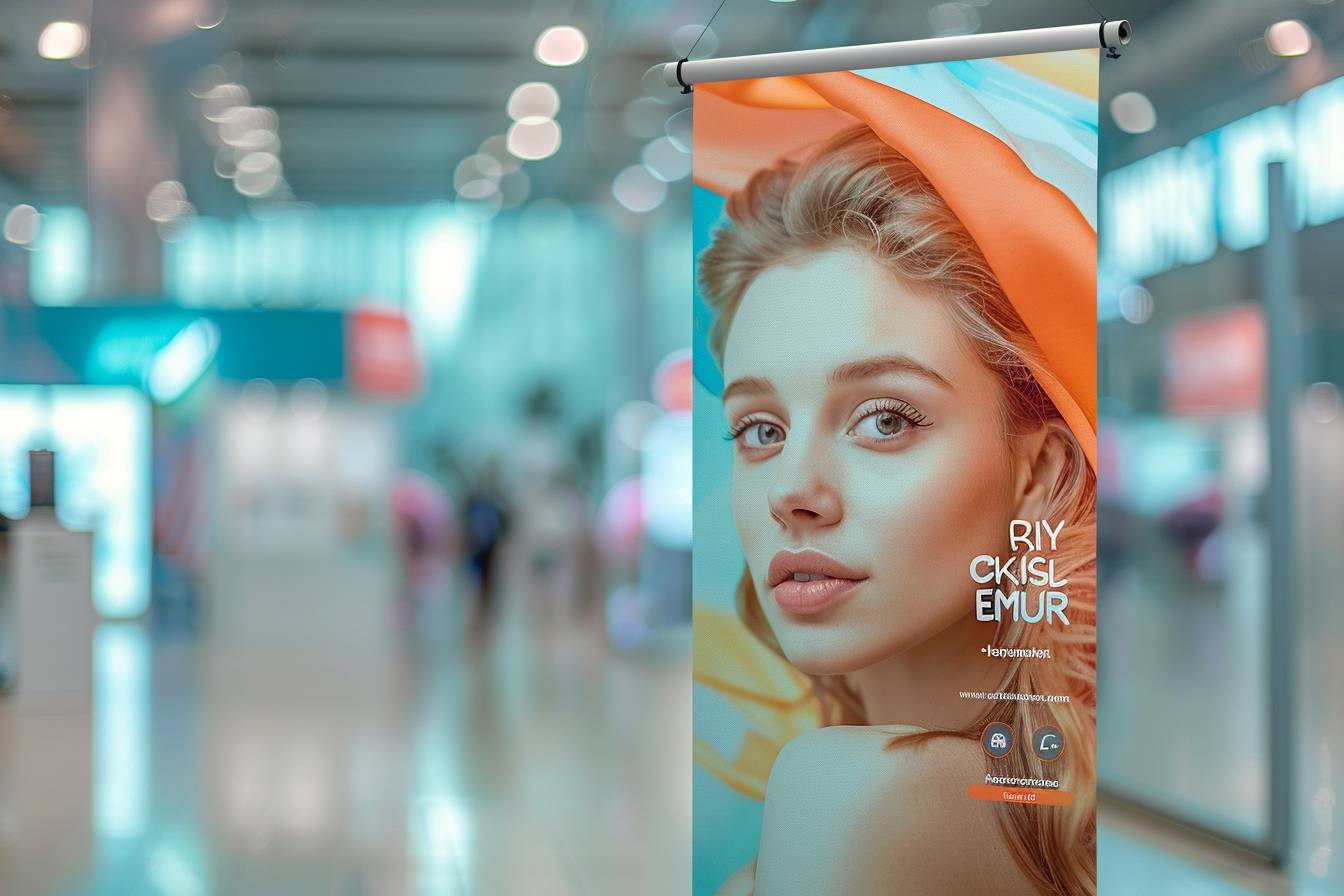 Roll-up attrayant pour un salon professionnel  
Support visuel captivant pour événement d'entreprise